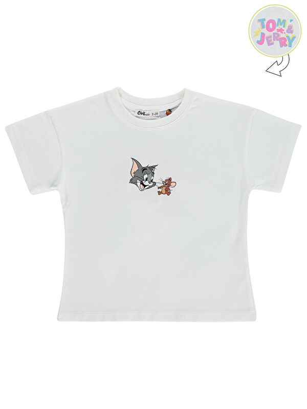 Tom And Jerry 2-5 Yaş Tişört - Kırık Beyaz