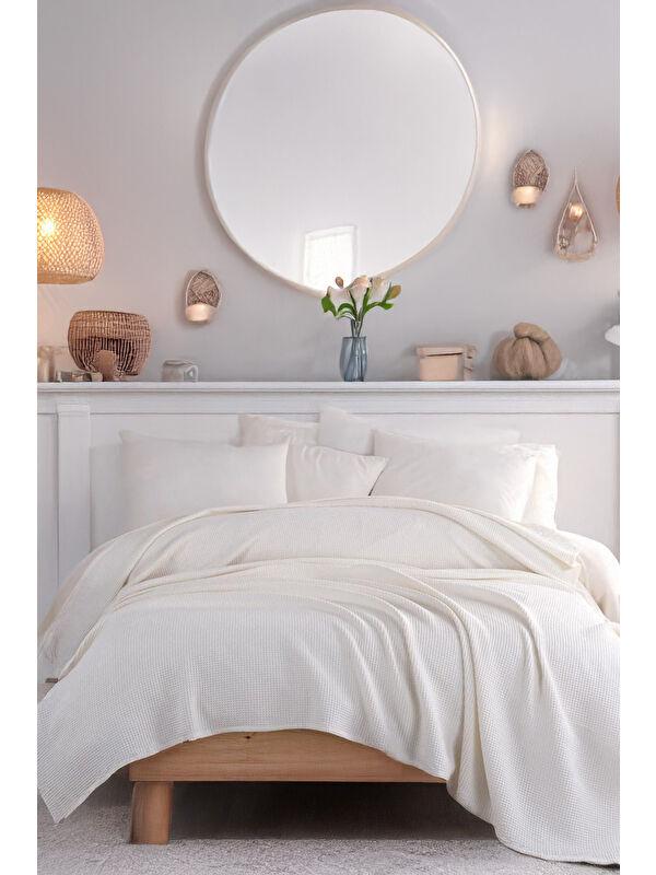 UPSTYLE Ecocel Pike Örtü Battal MegaKing 260x230cm Karde Krem