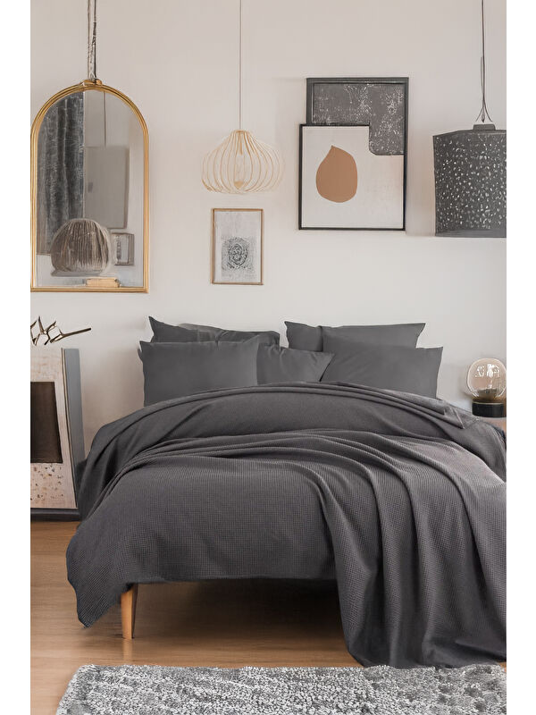 UPSTYLE Ecocel Pike Örtü Battal King 240x230cm Karde Antrasit