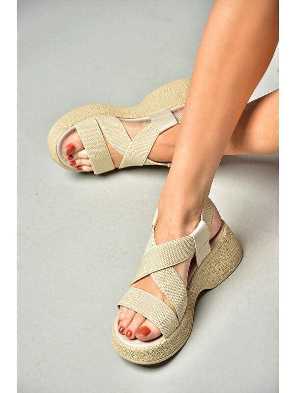 S9960480 Bej Kadın Sandalet - Görsel 5
