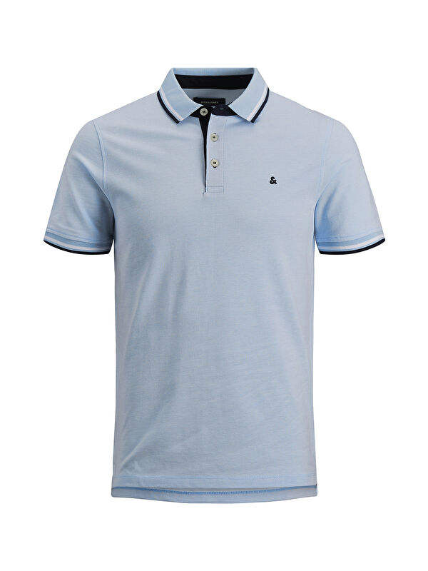 Jack & Jones Plus Jjepaulos Logolu Pamuklu Büyük Beden Düğmeli Polo Yaka %100 Pamuk Tişört 12143859