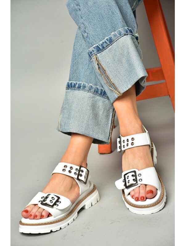 S9960740 Beyaz Kadın Sandalet - Görsel 6
