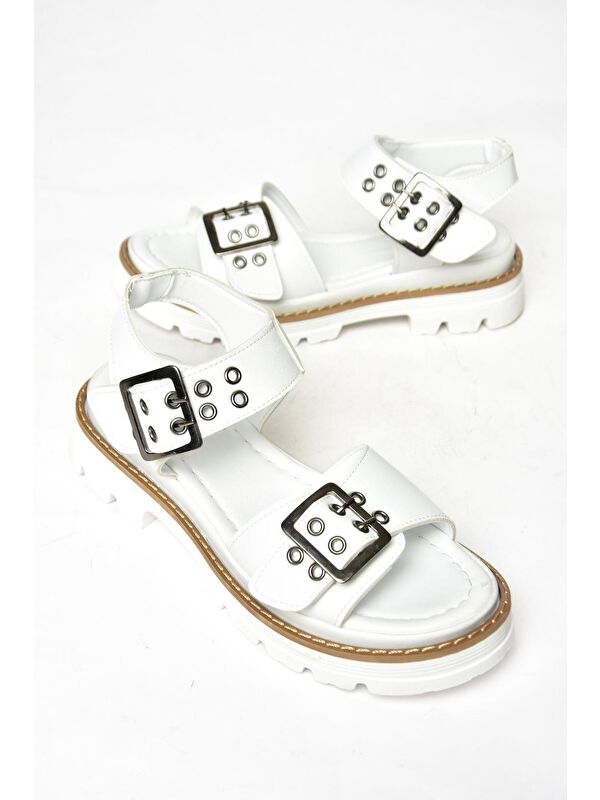 S9960740 Beyaz Kadın Sandalet - Görsel 4