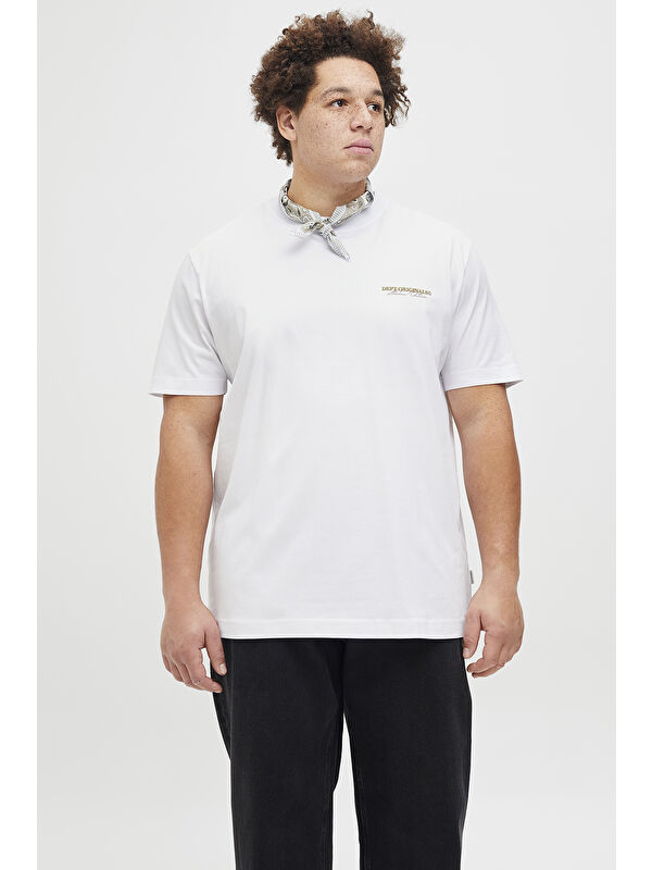 Jack & Jones Plus Jorİslİngton Baskılı Pamuklu Oversize Fit Büyük Beden %100 Pamuk Tişört 12278557
