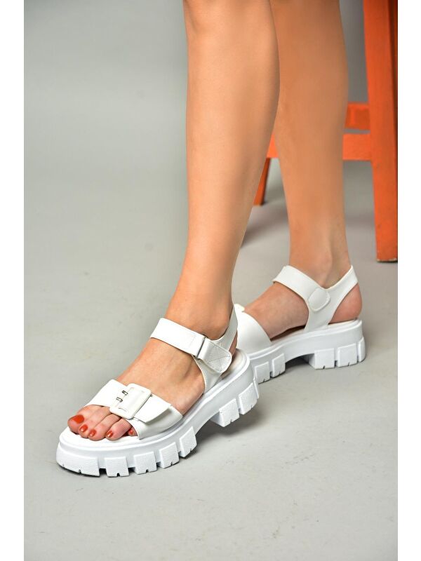 S9739812 Beyaz Kadın Sandalet - Görsel 5