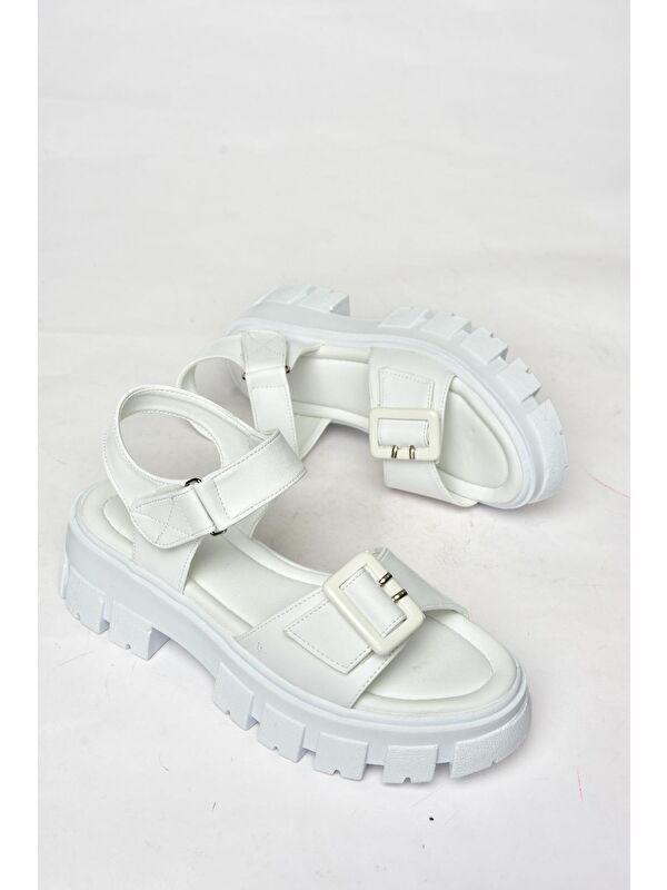 S9739812 Beyaz Kadın Sandalet - Görsel 4