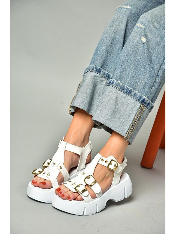 S9739662 Beyaz Kadın Sandalet - Görsel 8