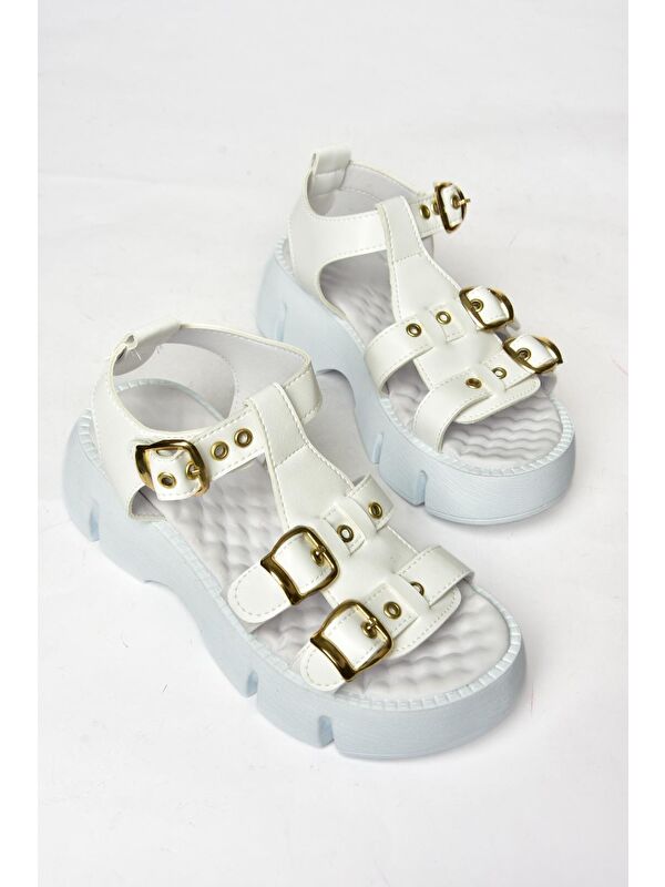 S9739662 Beyaz Kadın Sandalet - Görsel 4