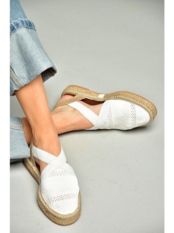 S4040101 Beyaz Kadın Sandalet - Görsel 7