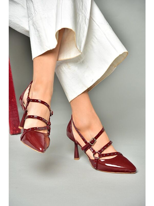 S5182033 Bordo Kadın Topuklu Ayakkabı - Görsel 5