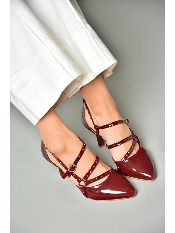 S5182033 Bordo Kadın Topuklu Ayakkabı - Görsel 6