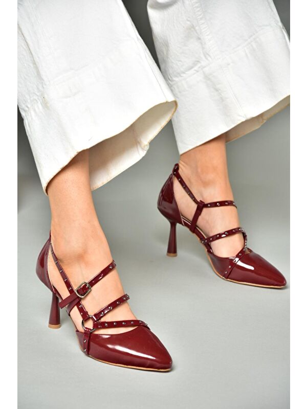 S5182033 Bordo Kadın Topuklu Ayakkabı - Görsel 9