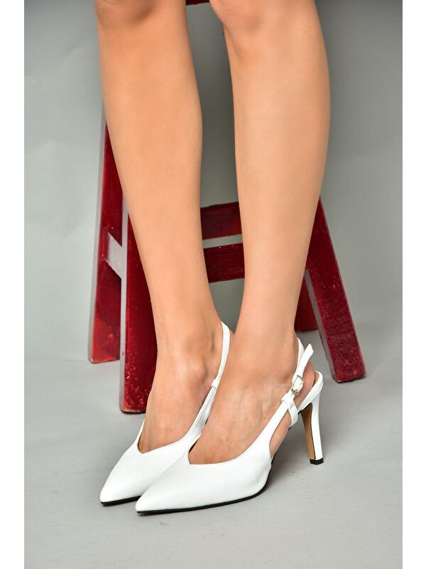 S4044109 Beyaz Kadın Topuklu Ayakkabı - Görsel 5