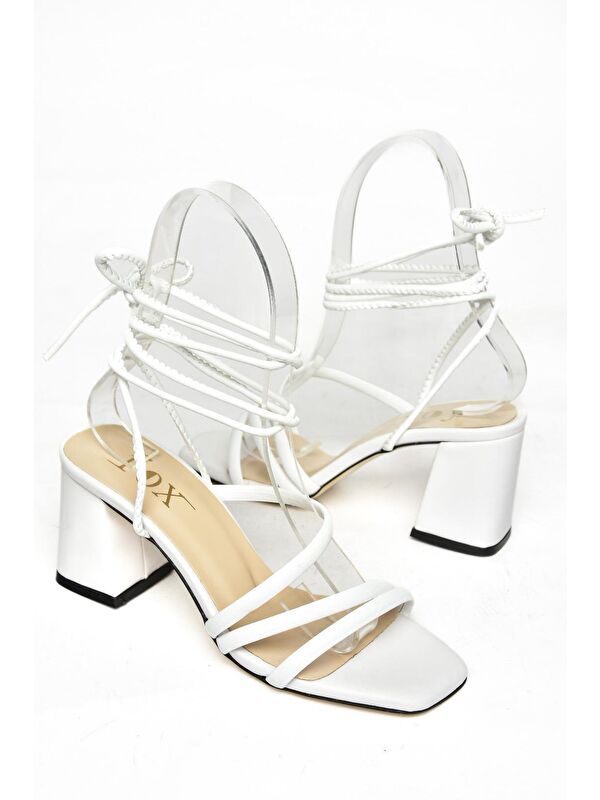 S3696830 Beyaz Kadın Topuklu Ayakkabı - Görsel 4