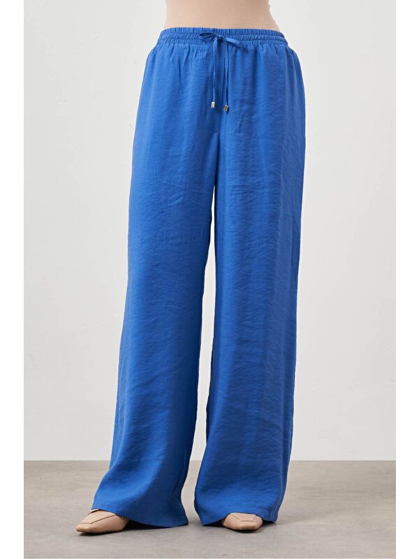 Mizalle Beli Lastikli Modal Mavi Pantolon