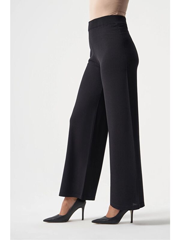 Mizalle Basic Bol Paça Rayon Siyah Pantolon
