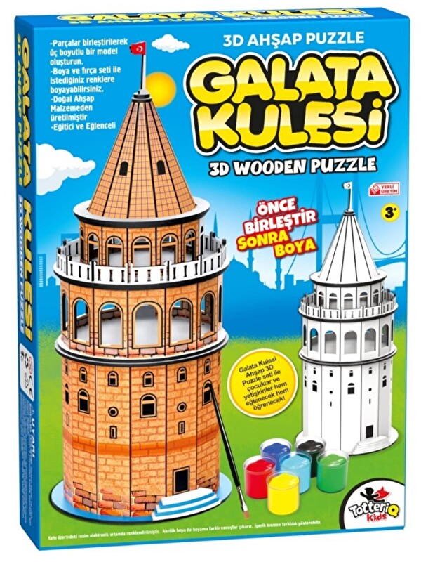 Vardem Oyuncak Galata Kulesi 3D Ahsap Puzzle - Standart Standart