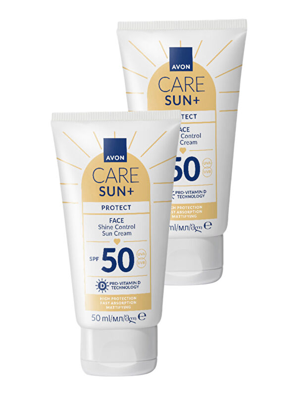 AVON SUN+ PROTECT Yüz İçin Parlaklık Kontrolü Güneş Kremi SPF50 50 Ml. İkili Paket