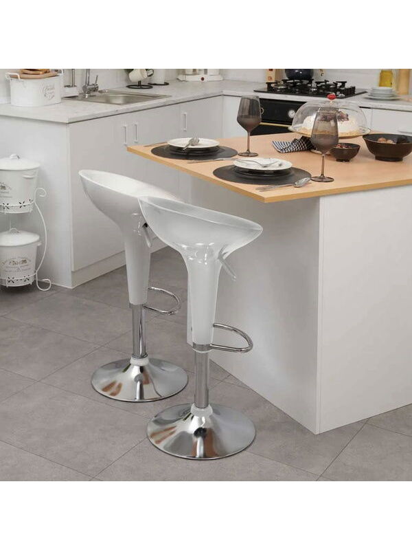 Just Home Lara 2'li Bar Sandalyesi - Beyaz - 88x40x43 cm