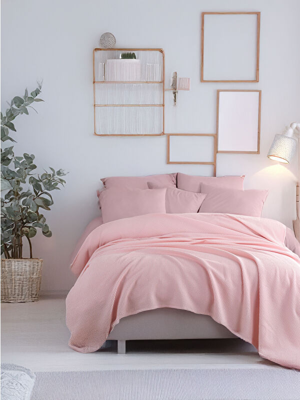UPSTYLE Ecocel Pike Örtü Battal 220x230cm Karde PudraPembe
