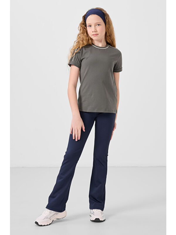 Tommylife İndigo Esnek Standart Fit Basic Performans İspanyol Paça Kız Çocuk Tayt - 75193