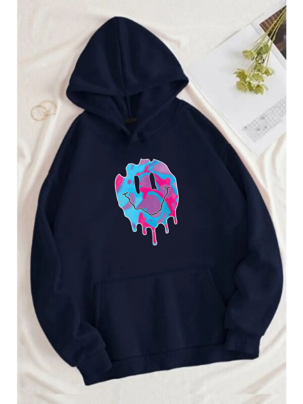 uyguntarz Smile Emoji Baskılı Oversize Sweatshirt
