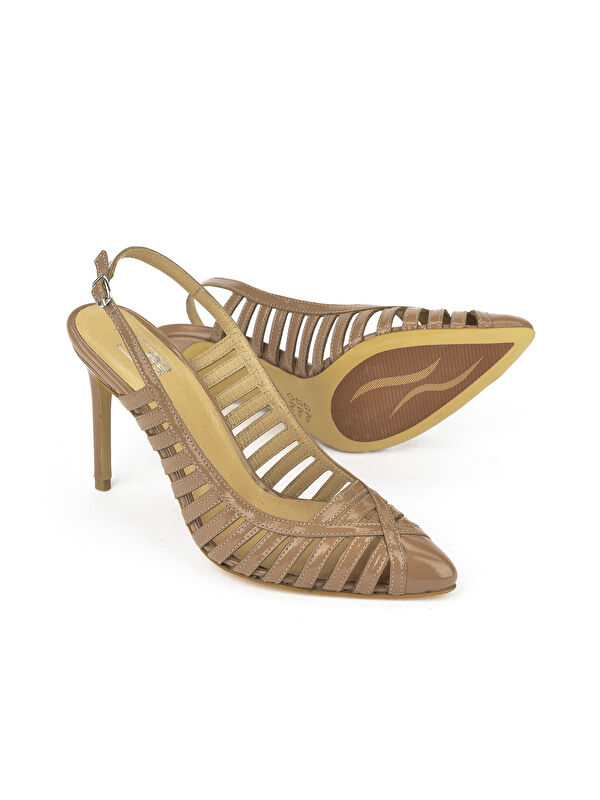 Kadın Hakiki Deri Topuklu Ayakkabı 1511030Z2532 Koyu Bej - Görsel 5