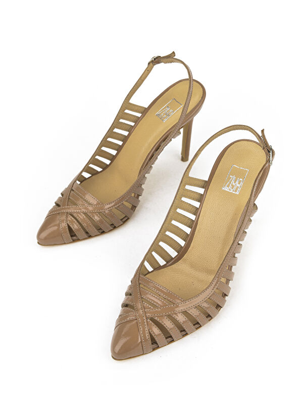 Kadın Hakiki Deri Topuklu Ayakkabı 1511030Z2532 Koyu Bej - Görsel 6