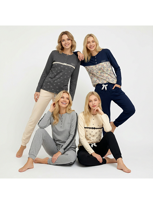 Bonbon Kadın Pamuklu 4 Adet 2'Li Pijama Takımı Bb2220