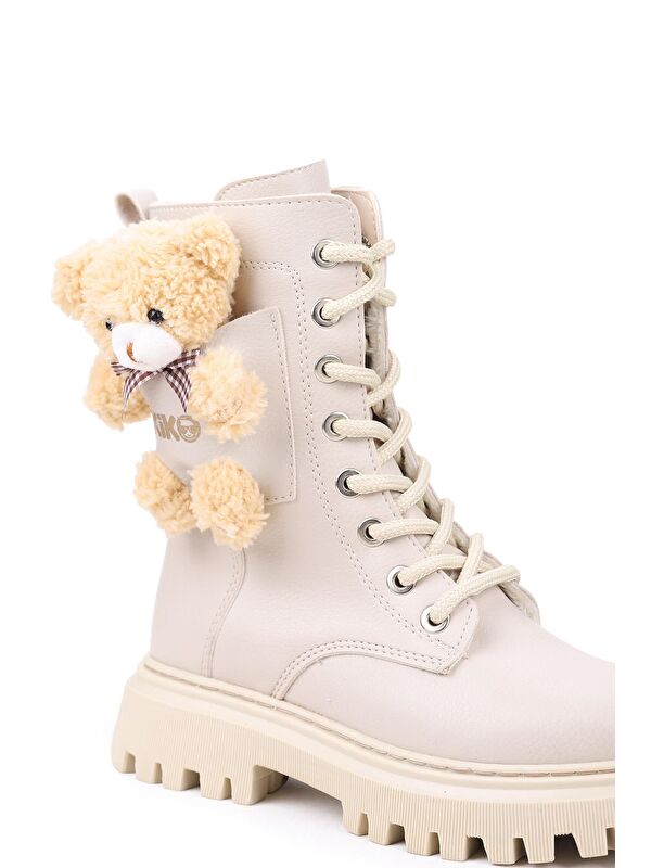 450 Ayıcıklı Fermuarlı Kız Çocuk Günlük Bot Ayakkabı - Görsel 6