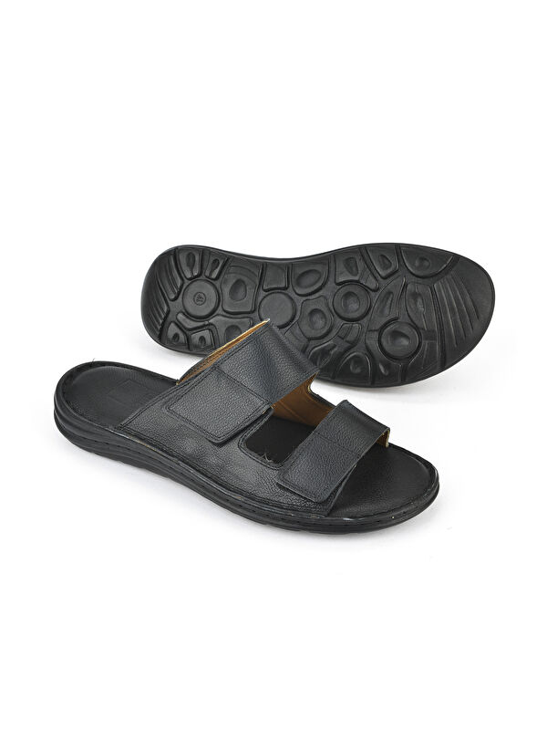 Erkek Hakiki Deri Konfor Terlik 1511052Z0315 Siyah - Görsel 5