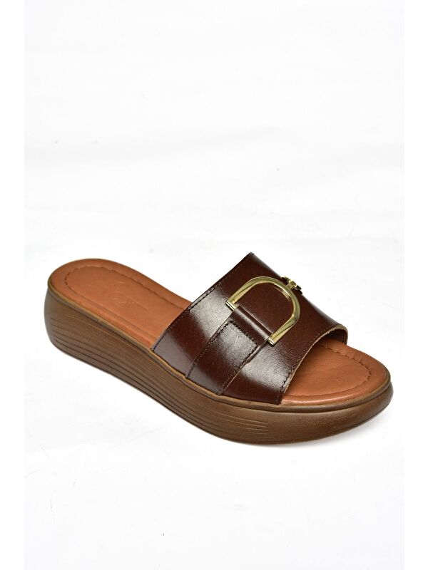 P2910494 Kahverengi Kadın Terlik - Görsel 3