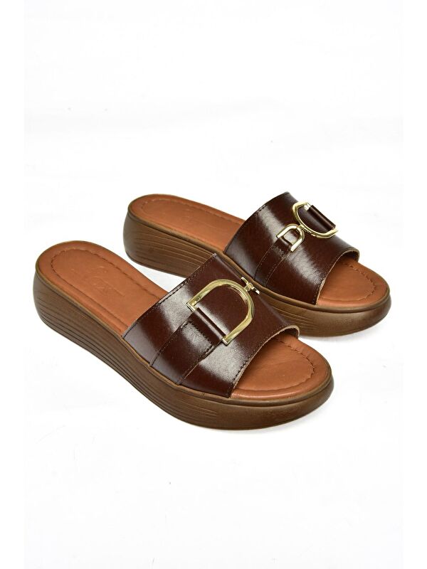 P2910494 Kahverengi Kadın Terlik - Görsel 4