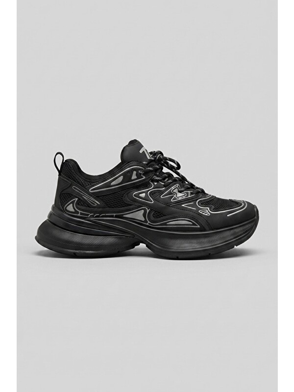 Abluka Online Erkek Kalın Tabanlı Günlük Track Sneaker Siyah