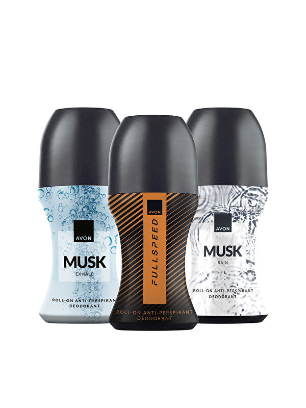 AVON Full Speed Musk Rain ve Musk Exhale Erkek Rollon Paketi