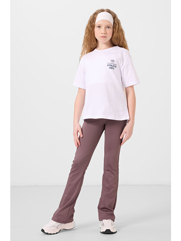 Tommylife Gül Kurusu Esnek Standart Fit Basic Performans İspanyol Paça Kız Çocuk Tayt - 75193