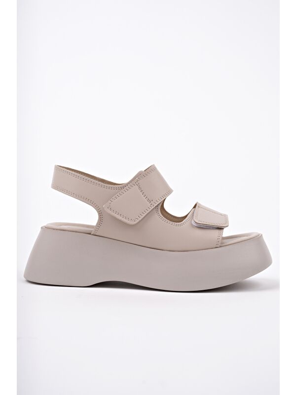 NANSHE Kalın Taban Çift Bantlı Cırtlı Günlük Kadın Sandalet - Görsel 4