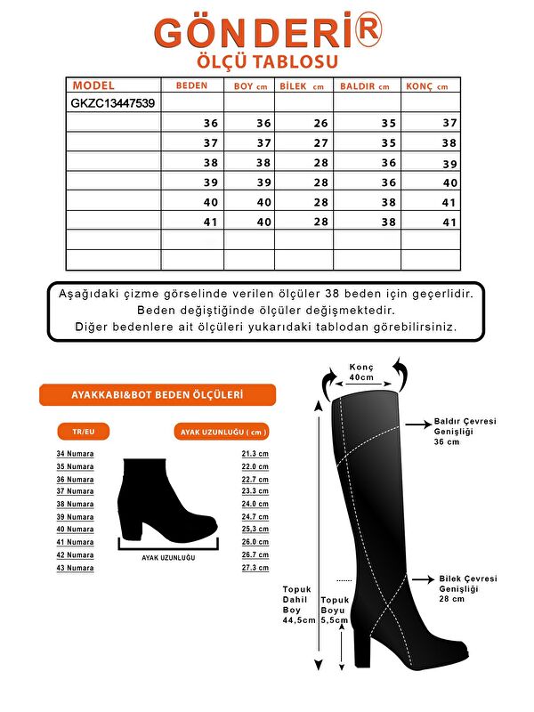 SİYAH Hakiki Deri Kadın Topuklu Fermuarlı Çizme 47539 - Görsel 5