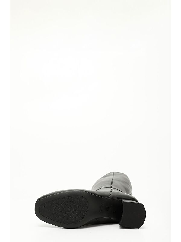 SİYAH Hakiki Deri Kadın Topuklu Fermuarlı Çizme 47539 - Görsel 6