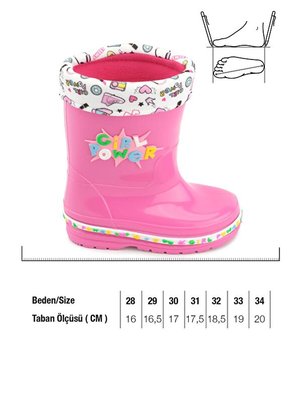 Kışlık Kız Çocuk Su Geçirmez İçi Sıcak Astarlı Yağmur Çizme - Görsel 3