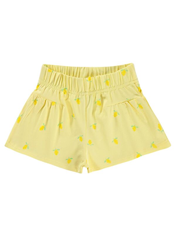 Civil Girls Limon Desenli 2-5 Yaş Şort - Sarı