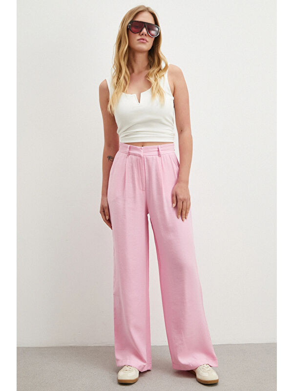 Never More Modal Palazzo Pantolon Pembe