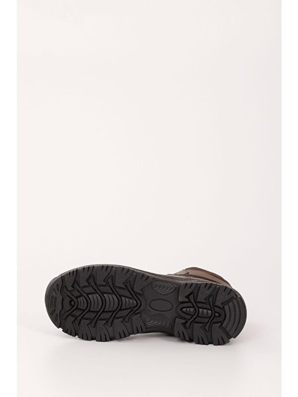 KAHVERENGİ Hakiki Deri Yuvarlak Burun Bağcıklı Fermuarlı Günlük Erkek Bot 05804 - Görsel 8