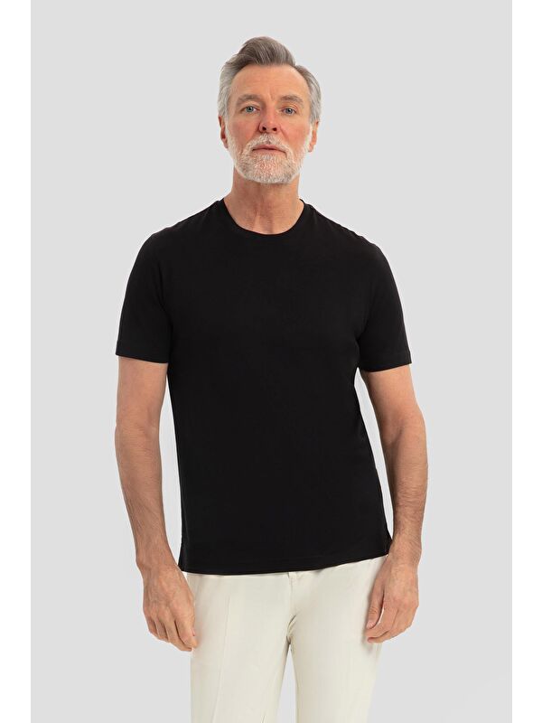 Sabri Özel Bisiklet Yaka Basic Erkek T-Shirt Siyah