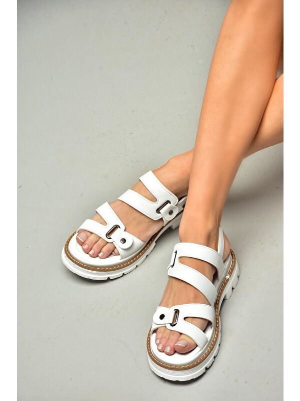 S9960755 Beyaz Kadın Sandalet - Görsel 5