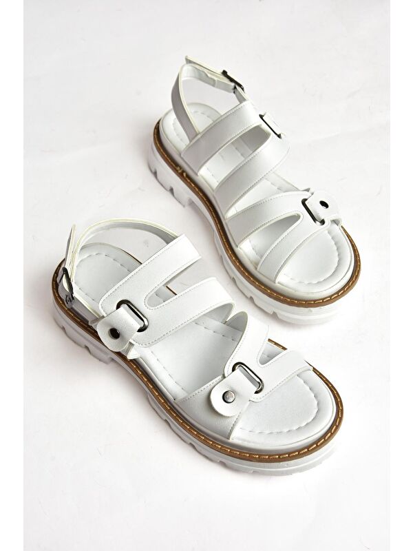 S9960755 Beyaz Kadın Sandalet - Görsel 4