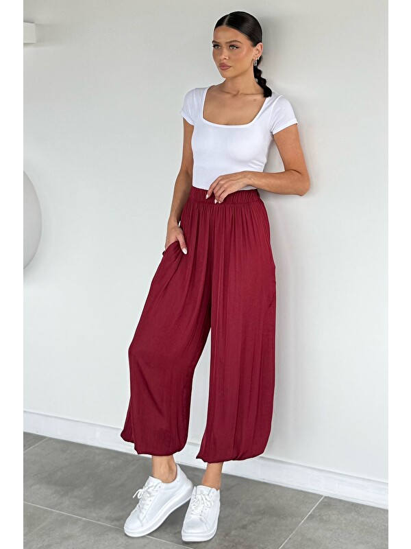 Gülseli Kadın Bel Ve Paça Lastikli Şalvar Model Pantolon