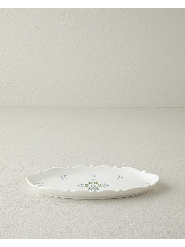 English Home Retro Paisley New Bone China Kayık Tabak 26 cm Beyaz - Mavi