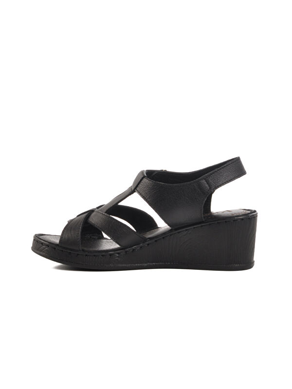 Siyah Hakiki Deri Kadın Sandalet 9200 Z - Görsel 3