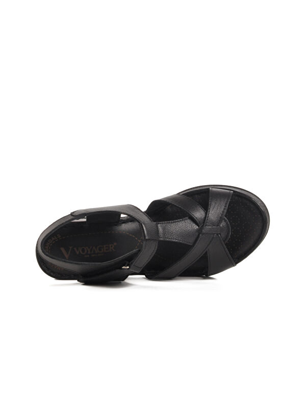 Siyah Hakiki Deri Kadın Sandalet 9200 Z - Görsel 5